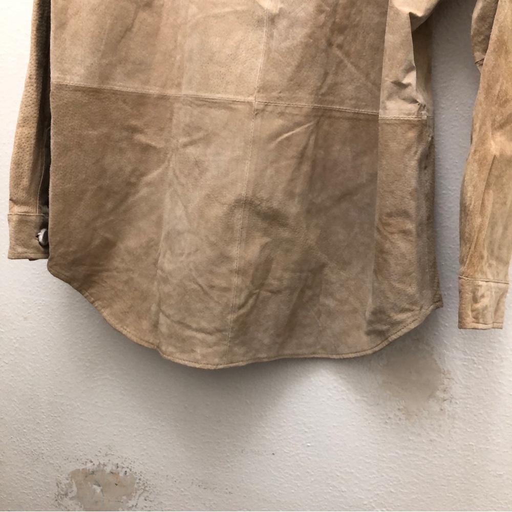 Bagatelle Leather Button Down Shirt Women's Size M Tan - Picture 9 of 12